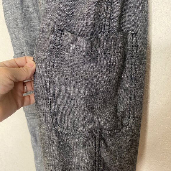 $44 NWT Linen Utility Joggers Womens Size 4 Gray Mid Rise Relaxed Fit Tapered St - Picture 7 of 11